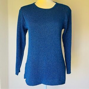 Blue Metallic Shimmering Long Sleeve Top